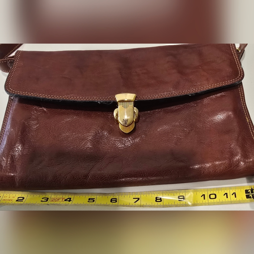 Elmani Leather Vintage Messenger- Briefcase-Organizer Crossbody Bag. Rare. - Picture 8 of 10